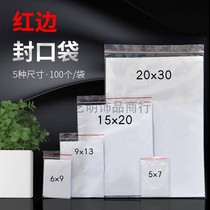 Red edge ziplock bag PE material sealed compact size plastic transparent sealing bag storage and storage packaging