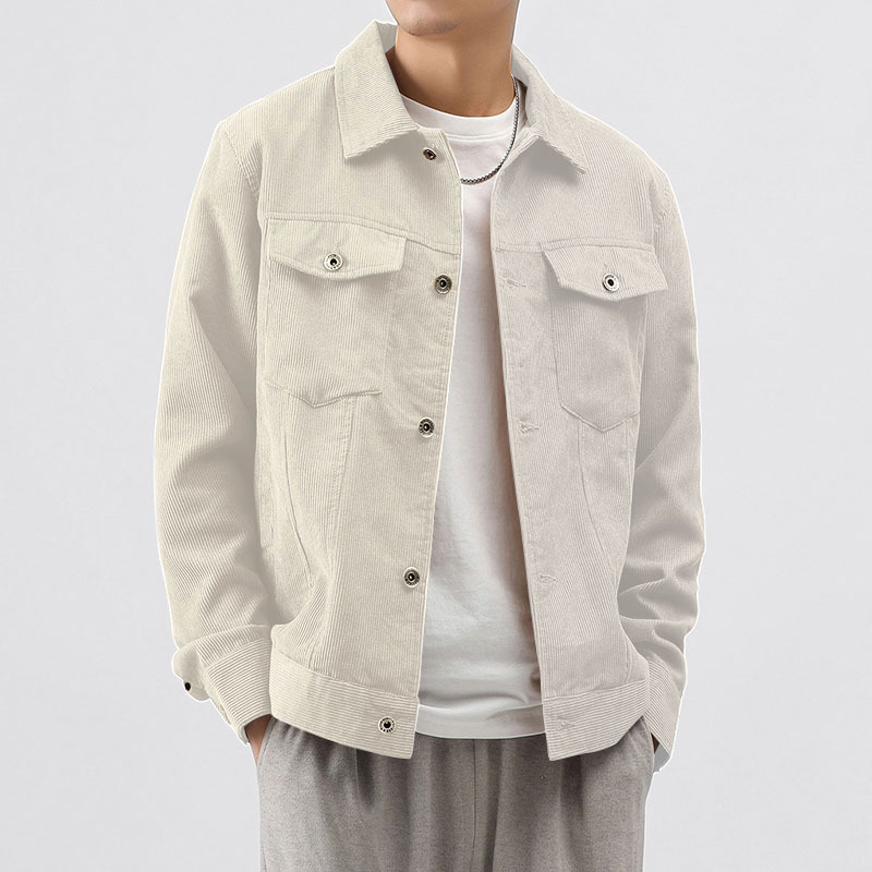Autumn and Winter Style Handsome Casual Corduroy Work Jacket Loose Baseball Jacket Men's Trendy Denim Jacket
