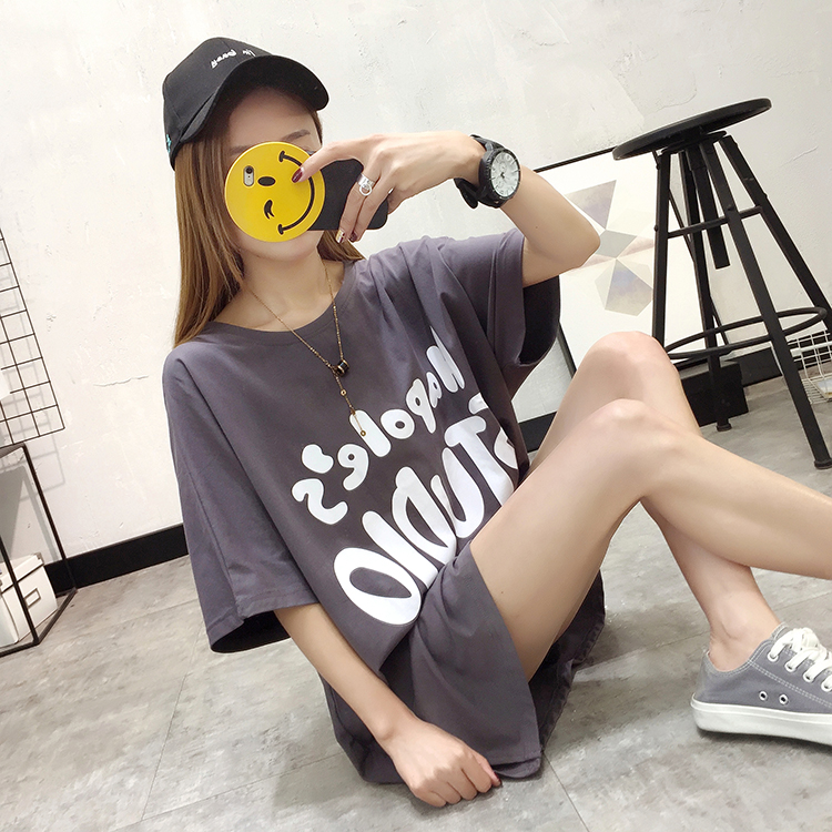 Thai sản mặc 2018 Hàn Quốc phiên bản XL phụ nữ mang thai T-Shirt mùa hè nửa tay áo bông chất béo MM200 kg ngắn tay t-shirt