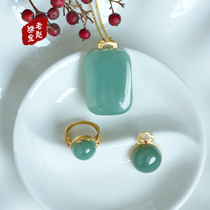 Jasper pink Celadon blue no structure no trouble brand Russian duck egg blue blue pendant choker old Zhao family jewelry