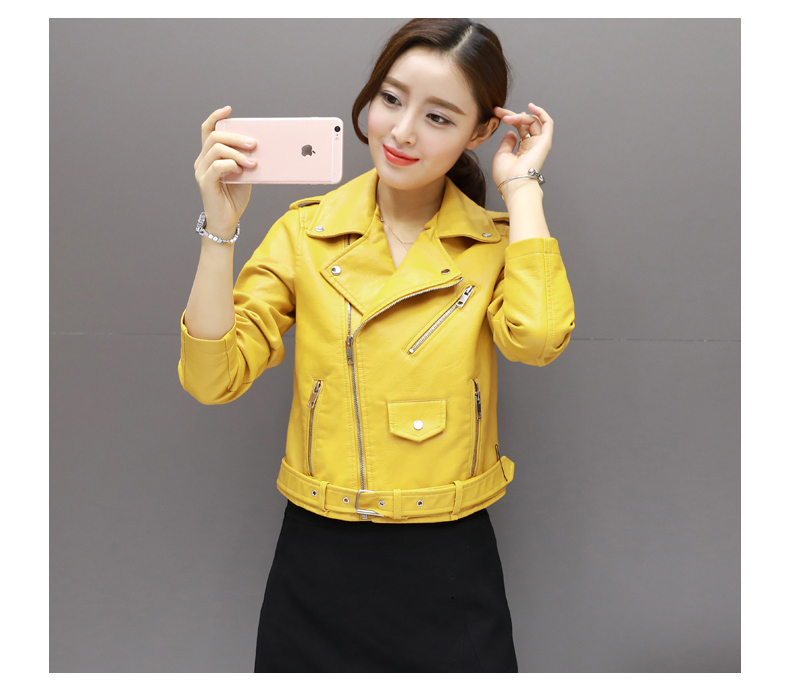 Xuân 2018 mới sinh viên Hàn Quốc đa năng đầu máy da nhỏ da nữ ngắn mỏng Slim pu áo khoác da áo da đen