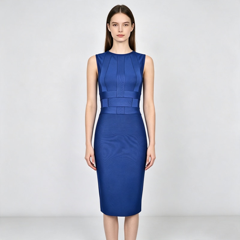 Sleeveless Waist-Cinching Bandage Dress, Elegant Party Birthday Bodycon Dress for Women, Light Luxury Banquet Gown
