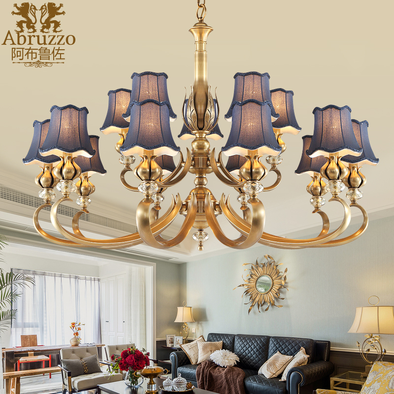 Flower of Life Simple American Country Garden All Copper Chandelier American Pure Copper Art Lamp Living Room Bedroom Dining Room Lamps