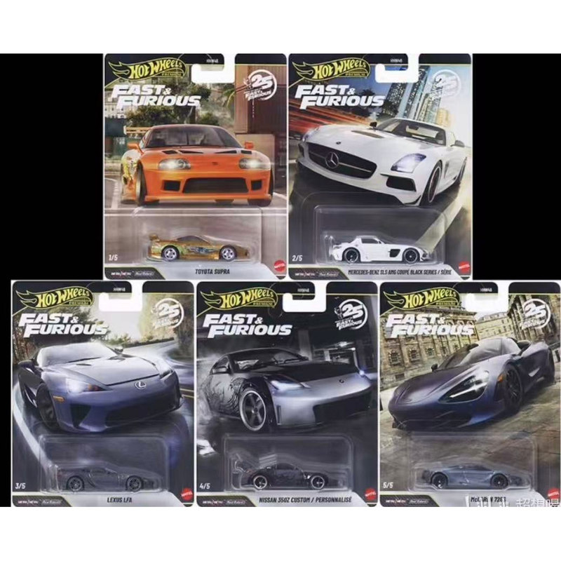 Hot Wheels Car Culture Hnw46 Fast and Furious Set with a Total of 5 Alloy Car Models