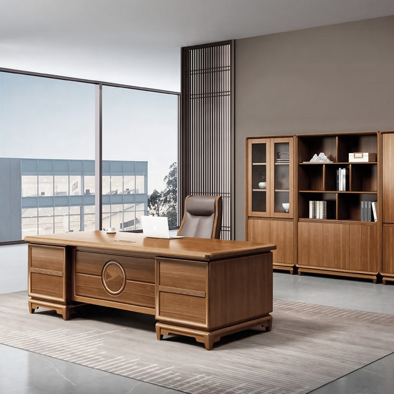 Boss Table High-end Atmospheric New China Solid Wood Large Banquet Walnut Managing Director Office Desk