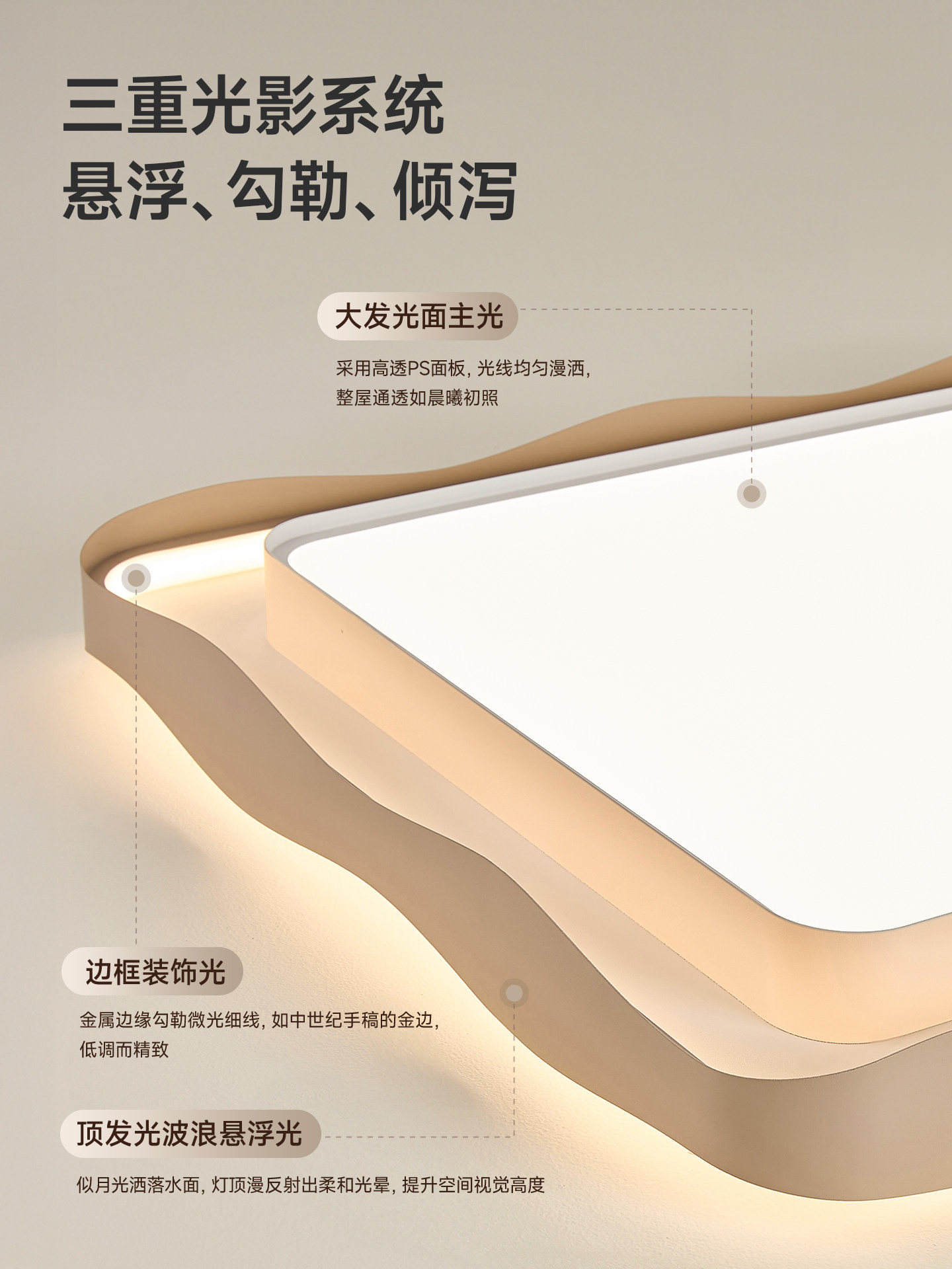 Fsl Foshan Lighting Full Spectrum Eye Protection Ceiling Lamp Living Room Main Light Cream Style Bedroom Lighting 2026 New Model