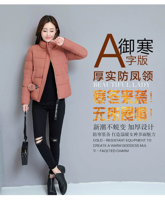 Áo khoác cotton mùa đông 2018 mới ngắn nữ phiên bản Hàn Quốc của áo khoác cotton mỏng chống trượt cho áo khoác cotton dày dành cho học sinh áo phao bomber nữ