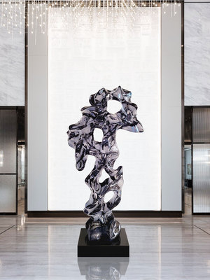 抽象艺术透明树脂太湖石摆件玄关酒店售楼样板间落地雕塑软装饰品