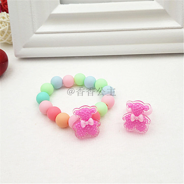 Phụ kiện trẻ em vòng tay trang sức bé bằng nhựa kim cương sáng bóng nhẫn công chúa cô gái ăn mặc trang sức với đầy đủ - Nhẫn nhẫn