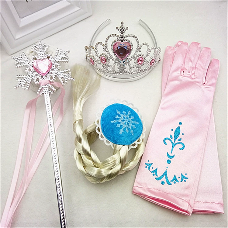 Frozen Aisha Princess Magic Wand Crown Wig Găng tay Cô gái Phụ kiện Phụ kiện Đạo cụ Quà tặng cho trẻ em kep toc