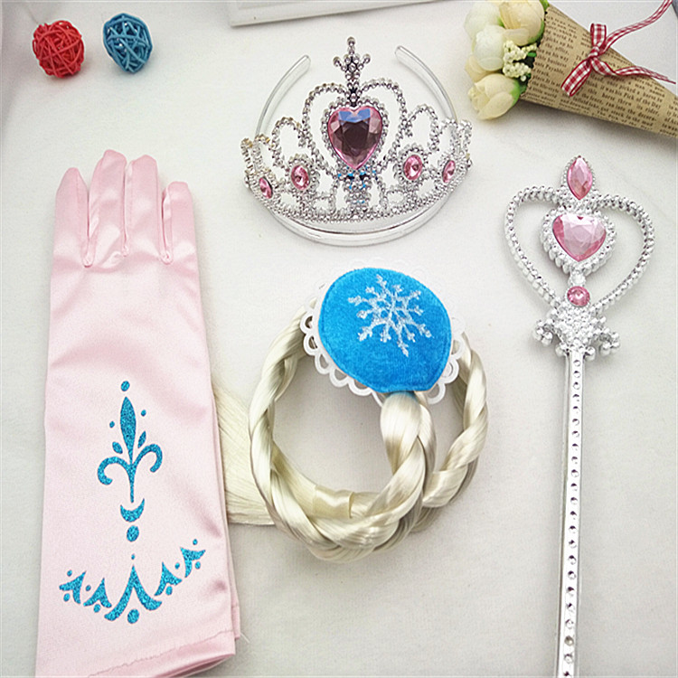 Frozen Aisha Princess Magic Wand Crown Wig Găng tay Cô gái Phụ kiện Phụ kiện Đạo cụ Quà tặng cho trẻ em kẹp tóc nơ hàn quốc