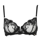 Ультратонкее кружевное сексуальное черное поддерживающее нижнее белье, с вышивкой