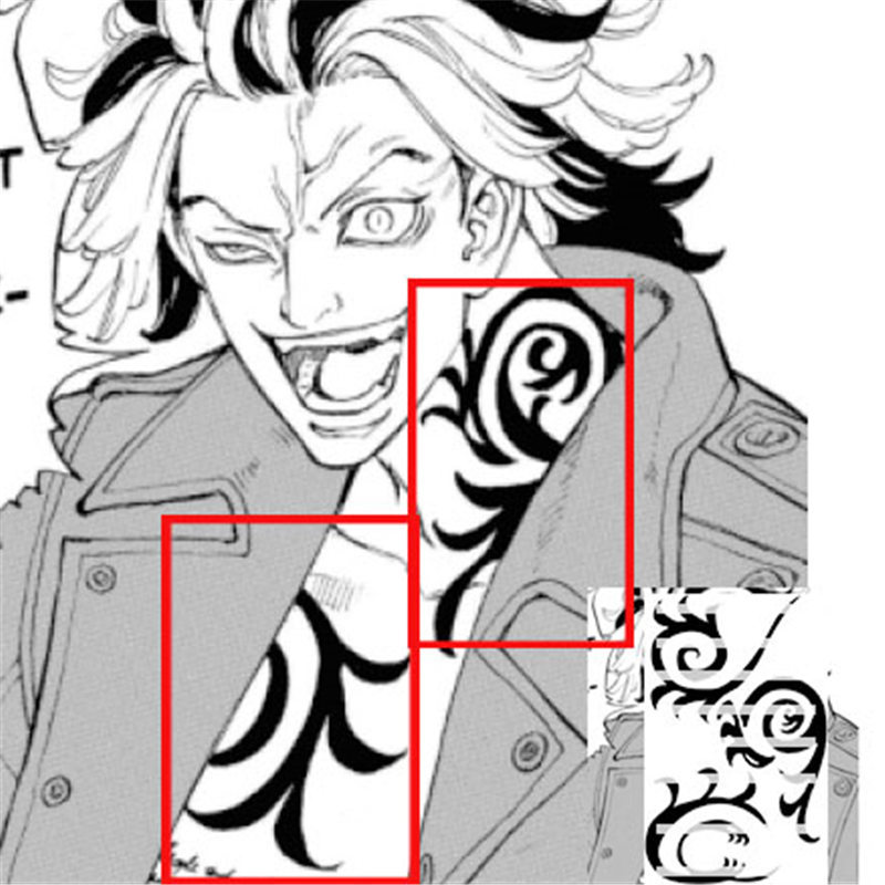 Tokyo Revengers Reincarnation Anime Cos Shibata Jotaro Neck and Chest Tattoo Stickers Waterproof