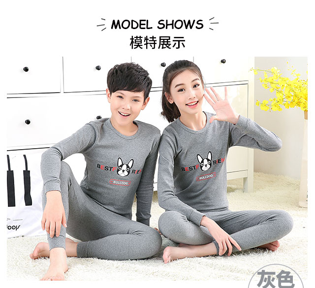 Học sinh trung học cơ sở Qiuyi Qiuku phụ nữ 12 bông 13 nam 14 thiếu niên 15 tuổi trẻ em ấm 16 bộ đồ lót bộ đồ mặc nhà