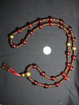 (Wangu Tang) Pigeon blood red zircon 26 solid brass beads thick coconut shell slices necklace 1200 yuan
