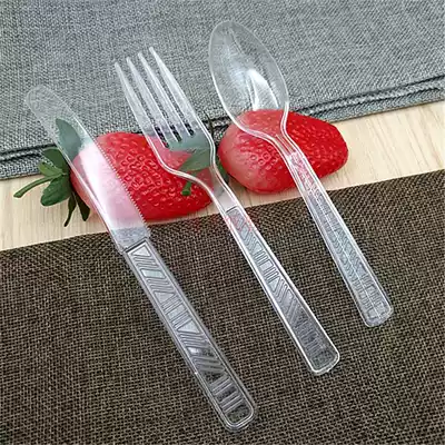 Disposable cutlery set transparent plastic dessert Western food pizza knife fork two-piece set knife fork spoon three-piece set