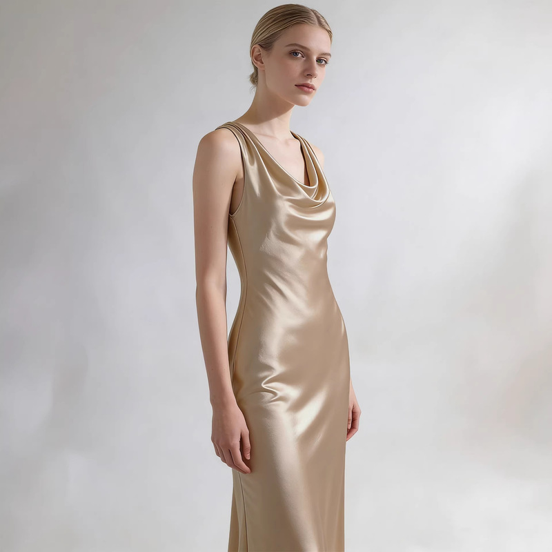 High-End European-Style Design Seaside Tyndall-Inspired Resort Wedding Evening Gown with a Slim Fit and Elegant Draped Neckline