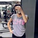 Letter casual short-sleeved loose sports T-shirt women's fitness top yoga top sleeveless running training looks thin