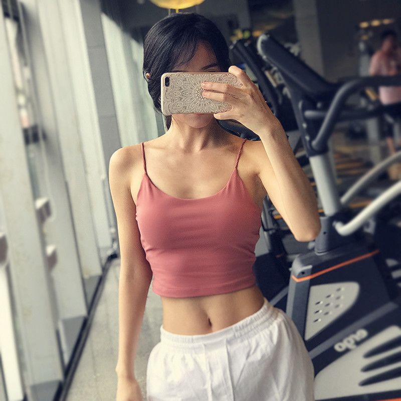 Sexy fitness vest sports underwear women's shock band chest pad yoga running bra quick dry dance pendant bra