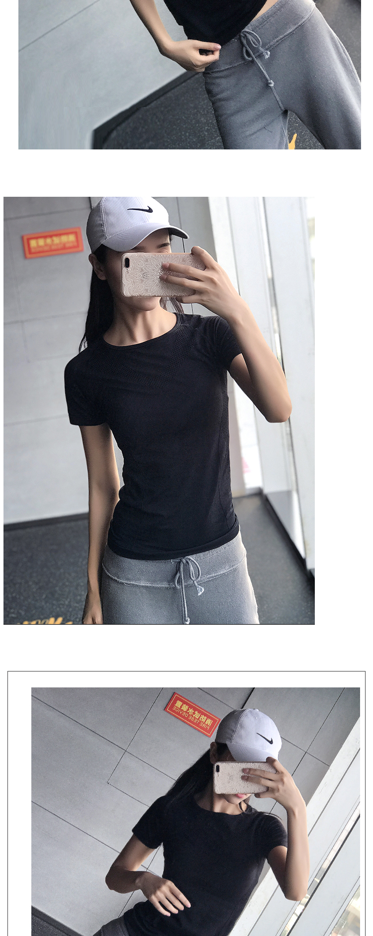 Sexy lưới thể thao tay áo ngắn phụ nữ khô nhanh Chạy bộ Yoga tập thể dục áo thun Slim skinny nửa tay áo cao đàn hồi áo thun thể thao nam chính hãng