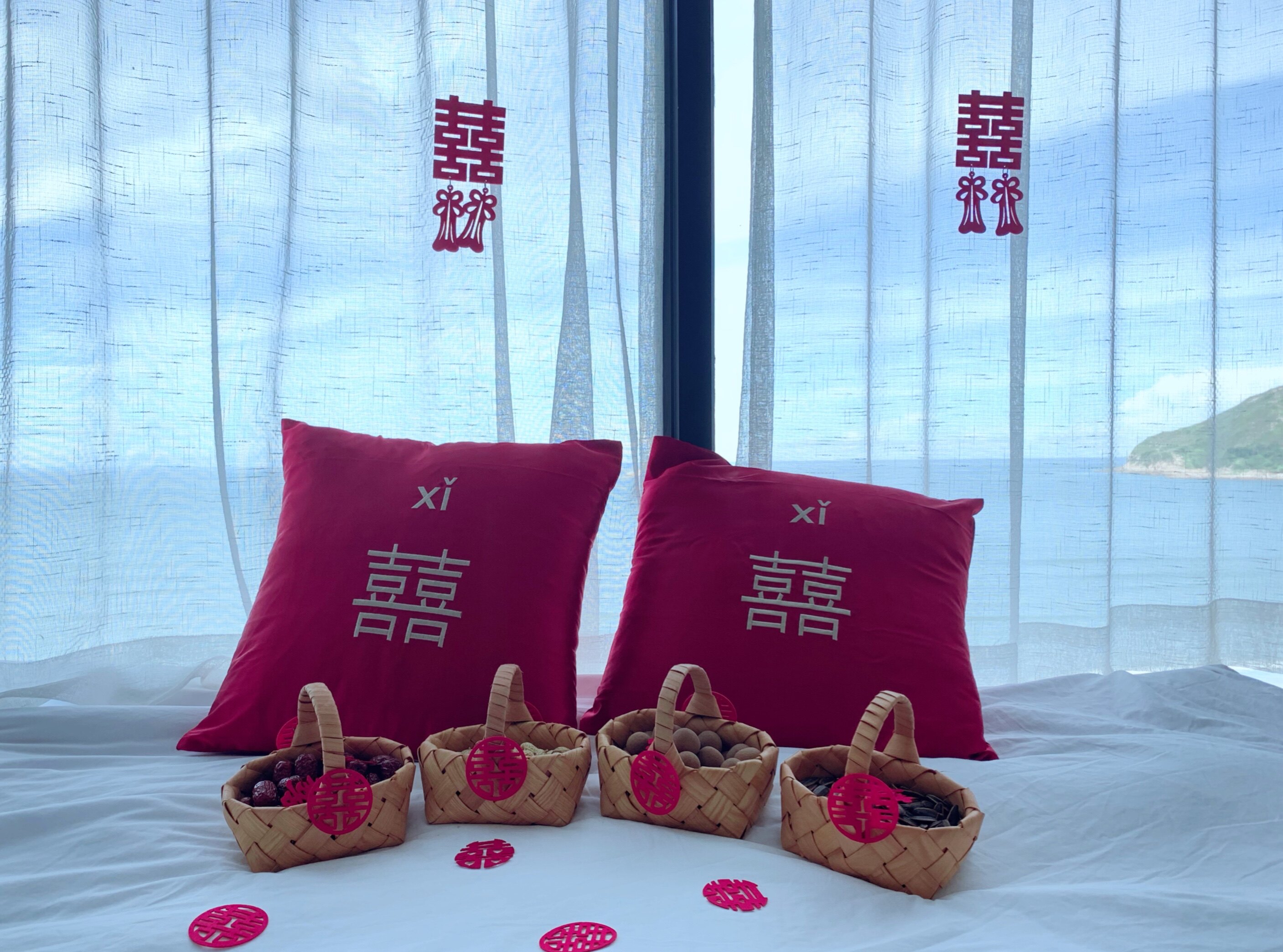 Japanese lace portable blue wedding room early birth precious small basket ornaments handmade blue creative flower basket