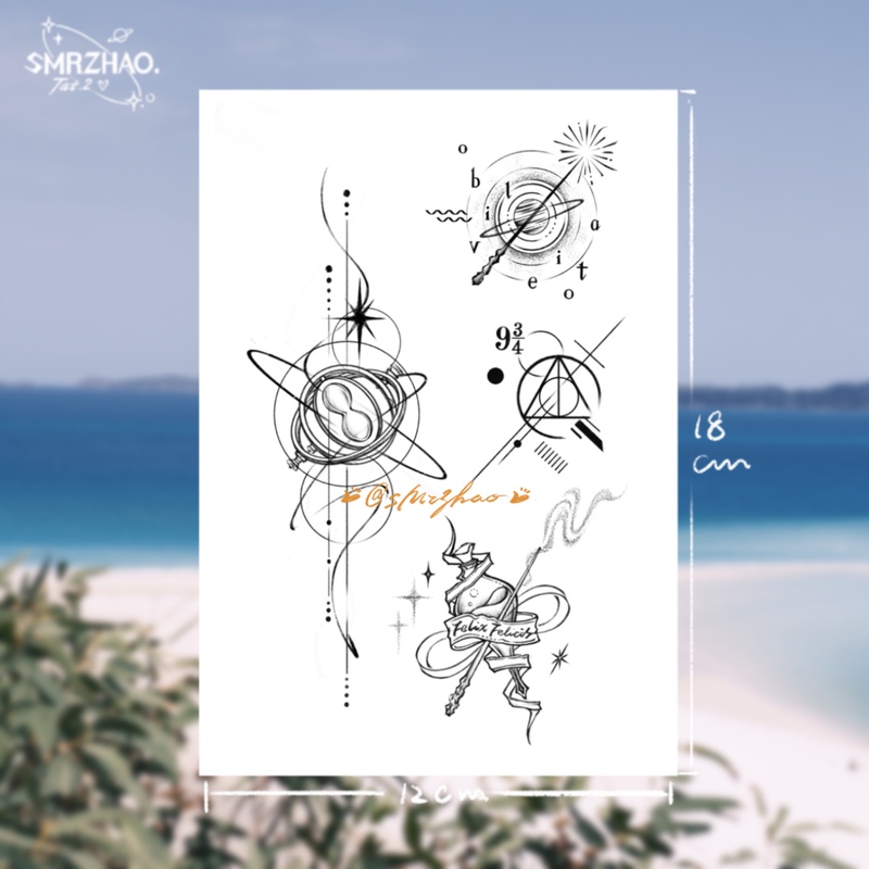 Smrzhao Tattoo Stickers|Harry Potter Series · Black and White Line Art Smrzhao Tattoo Stickers|Harry Potter Series · Black and White Line Art