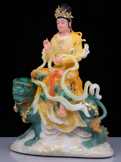 文殊普贤菩萨华严三圣文殊普贤佛像文殊师利菩萨文殊像五台山摆件