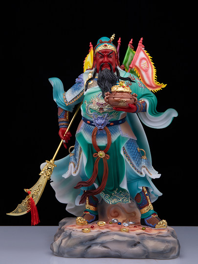 White Marble Guan Gong Statue, Guan Di, the God of Wealth, for Shop Fortune, Office Worship, and Decoration