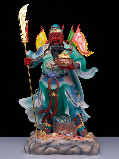 White Marble Guan Gong Statue, Guan Di, the God of Wealth, for Shop Fortune, Office Worship, and Decoration
