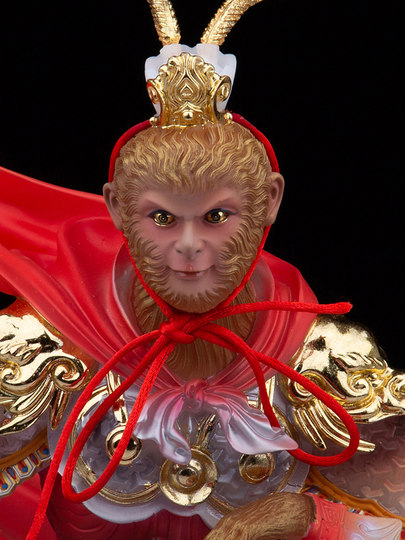 Белая мраморная статуя Сунь Укуня, Царя обезьян, вооруженного против Будды, для дома, гостиной или храма.