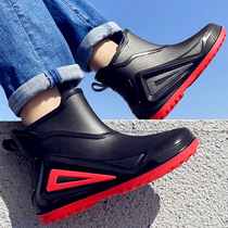 Rain Shoes Men Non-slip Rubber Shoes Short Barrel Water Boots Fashion Fishing Shoes Adult Rain Boots Kitchen Work Car Wash Waterproof Shoes
