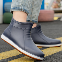 Rain Shoes Men Short Barrel Anti Slip Water Shoes Fashion Rain Boots Waterproof Kitchen Carwash Fishing Shoes Mens Rubber Shoes Abrasion Resistant Water Boots