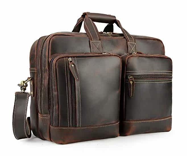 Unique Retro Bag Men's Leather Briefcase Shoulder Messenger Bag 310098