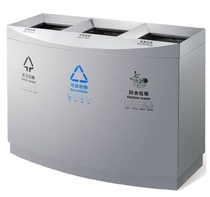 Southern school canteen three-part trash can direct collection shopping mall supermarket property elevator stainless steel trash can