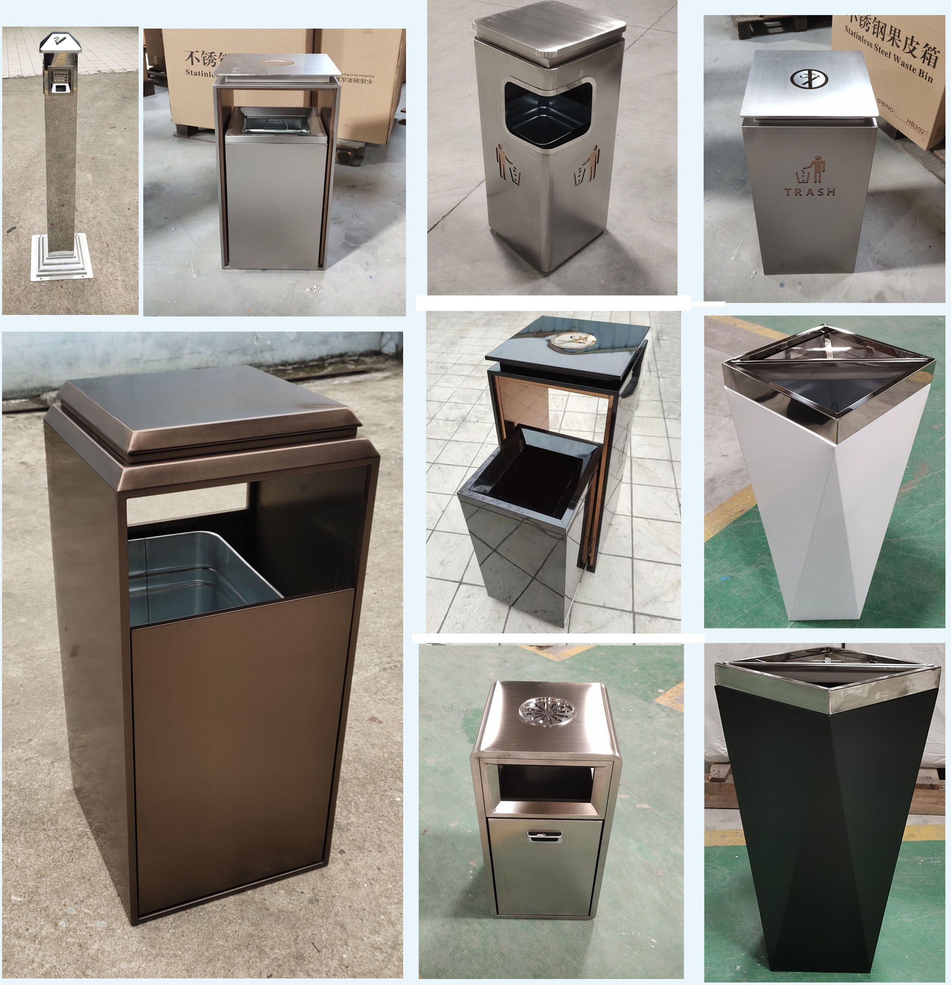 South anti-fingerprint seat garbage can hotel business office building environmental protection stainless steel shopping mall indoor leather tube