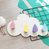 Ins Nordic Wind Cloud Decoration Hook Clothes Hanging Solid Wood Wall Hook Hanger Children's Room Creative Soft Dress