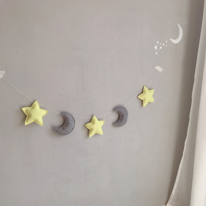 ins Nordic style Children's room Wall wall hanging decoration Children's suit shop room stars and moons creative decorations