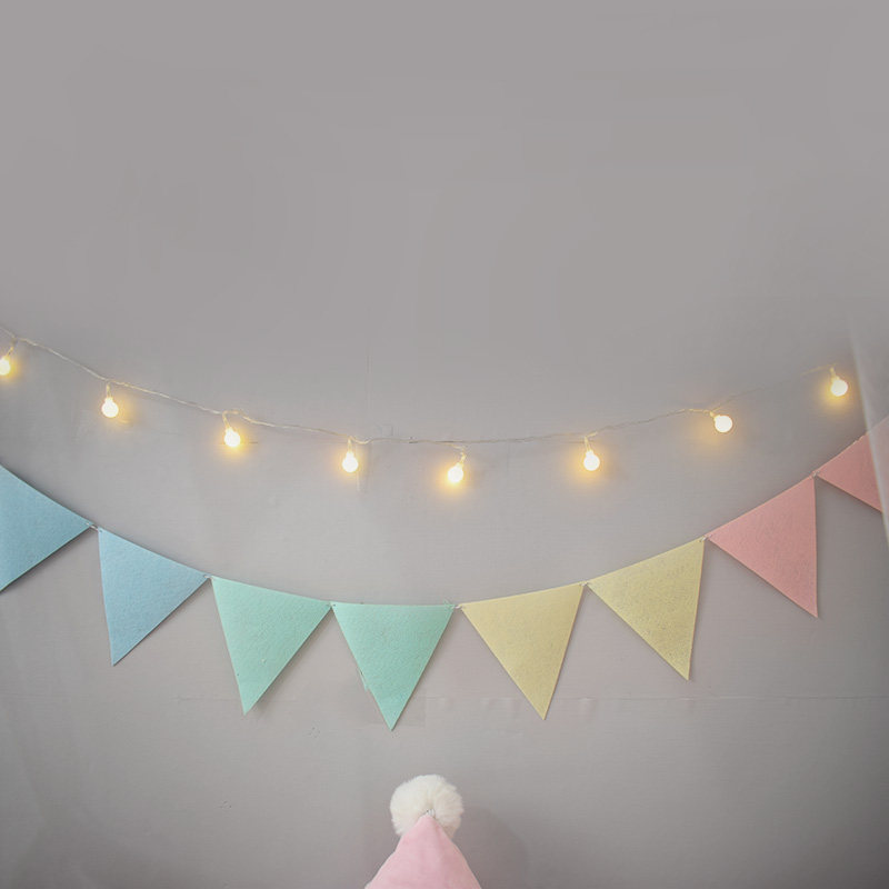 Candy color Macaron small bunting tent decoration Bedroom wall Children's room decoration hanging pull flower pennant