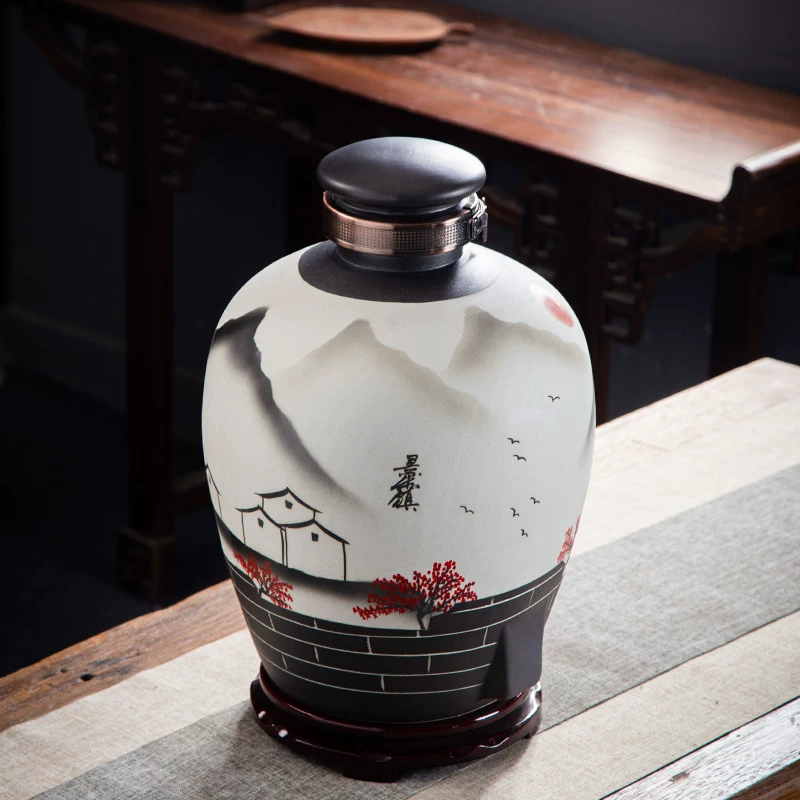 Керамический винный بسته для Jingdezhen объем 10 jin 20 jin 30 jin запечатанный кувшин для вина бочка для ликера винная бутылка антикварный винной кувшин