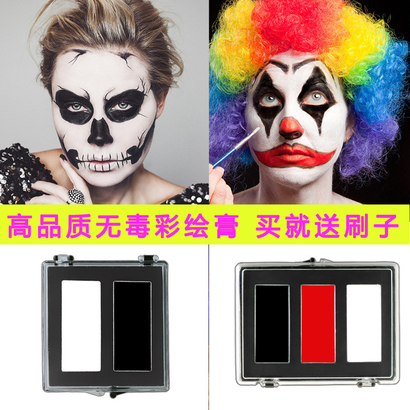 Wan Christmas Dead Ghost Clown red black and white powder paint human body painted face zombie COS