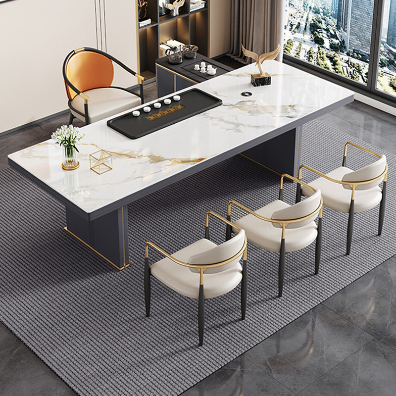 Light luxury tea table simple modern slate tea table desk one large board tea table and chair combination office tea set