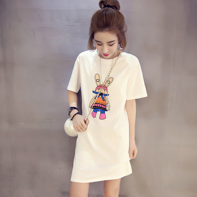 Mùa hè mới đồ ngủ rộng kích thước lớn dễ thương phim hoạt hình ngắn tay dài áo thun váy ngủ nữ phục vụ nhà áo đầm mặc ở nhà