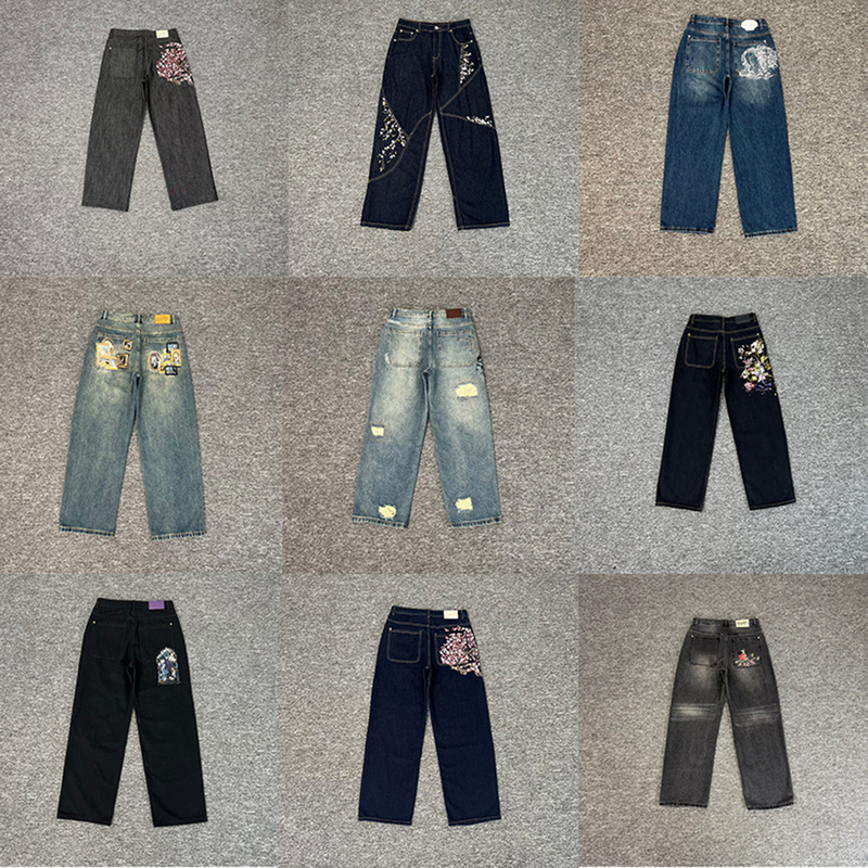 Derschutze Blossom V2 Falling Blossoms Raw Denim Embroidered Cherry Blossom Denim Pants for Men Jeans Gallery