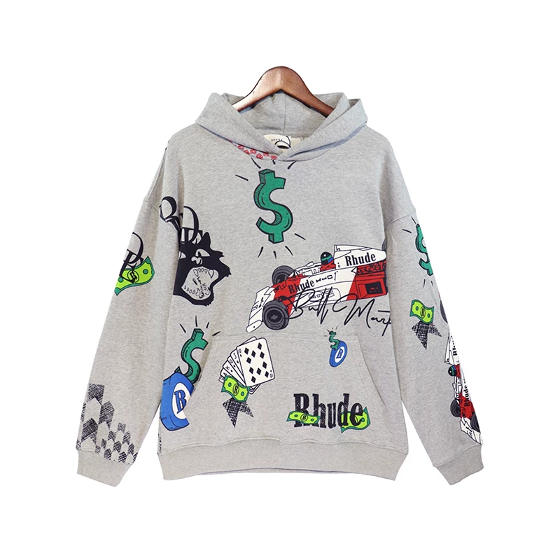 Худи Rhude Doodle Hand -painted Graffiti Graffiti Мужчины Женщины Шапка Штыри Шляпа Удержание Шляп Зимний Осень и Зима
