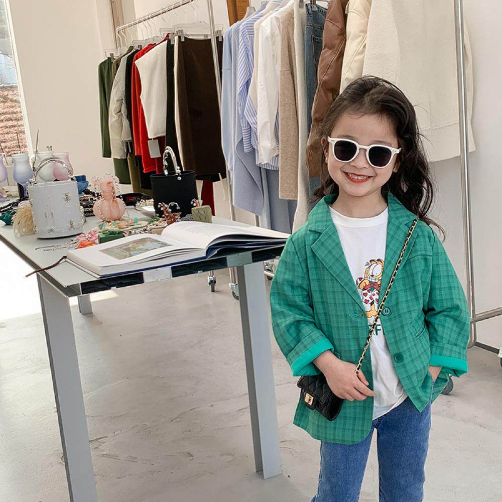 kai mother girl small suit jacket 2022 spring clothes autumn style Korean version children's male baby polo western suit blouses