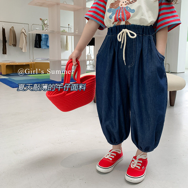 Korean children's clothing, children's light jeans, summer long pants, girls' Korean fan, anti-mosquito pants, baby casual pants