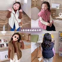 Girls down cotton vest 2022 autumn and winter childrens childrens warm vest baby fashionable cotton coat