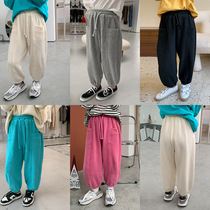 Childrens loose all-match sports pants kindergarten god pants autumn spring Korean version mens and womens baby solid color casual pants