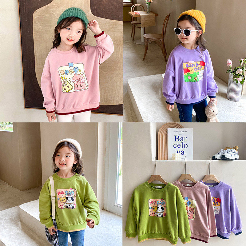 (Clearance Special) Children's Korean version of the cartoon sweater baby spring and autumn new clothes girls round neck long-sleeved top trendy