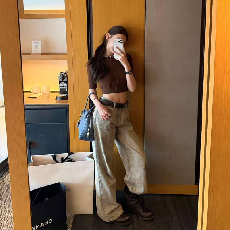 Good Morning, Fanfan! the Style of the "Pipi Pants" Is Unbeatable! Five or Six Layers of Washing Process, Heavy-Duty Dirty Denim Long Pants